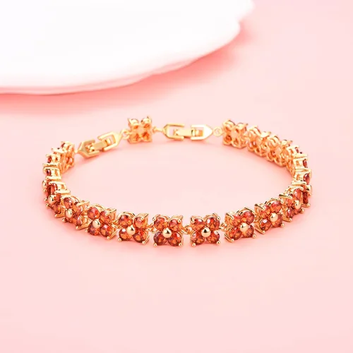 Miniatura 3 de GULICX - Pulsera de tenis con cristales de Swarovski y cristales redondos chapados en oro