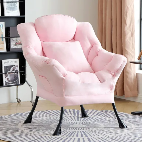 Miniatura 25 de Silla perezosa para sala de estar, silla decorativa grande negra con una almohada, juego de sofá de ocio, cómoda silla de lectura para dormitorio
