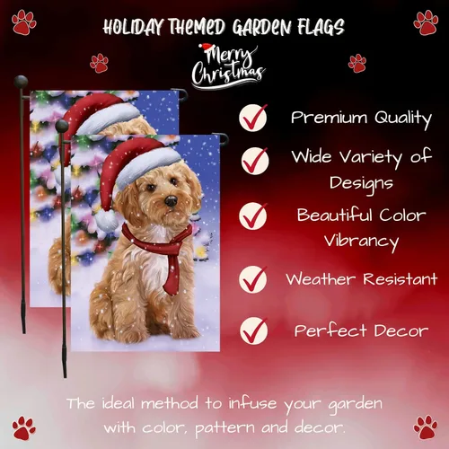 Miniatura 3 de Doggie of the Day Cockapoo - Banderas de jardín para perros – País de las Maravillas de Navidad – Doble cara – Regalo decorativo de primavera