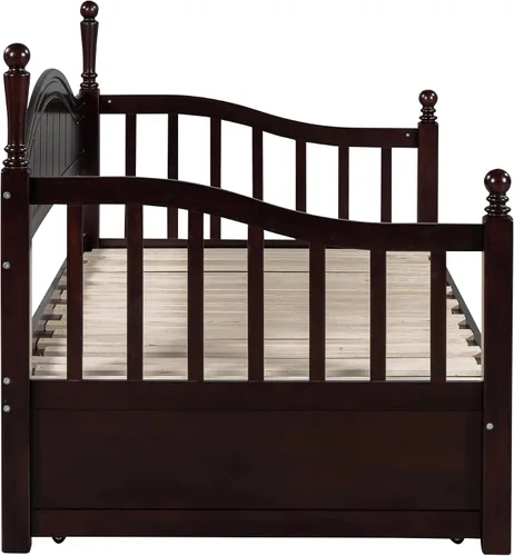 Miniatura 8 de Harper & Bright Designs Sofá cama individual de los años 80 y 90 con nido, base de cama extensible con 2 cajones de almacenamiento, cabecera Blanco