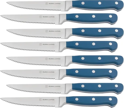 Miniatura 21 de DURA LIVING Cuchillo Santoku de 7 pulgadas, hoja de acero inoxidable de alto carbono afilada, mango remachado ergonómico forjado, cuchillo de chef