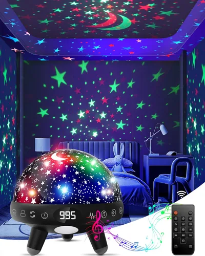 Miniatura 8 de YACHANCE Luz nocturna para habitación de niños con máquina de sonido, luz nocturna para bebé, proyector de estrellas, máquina de ruido blanco