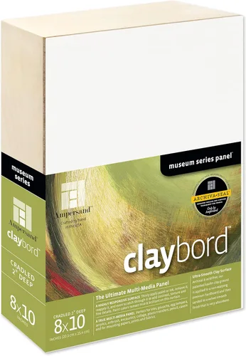 Miniatura 29 de Ampersand Art Supply Panel de pintura de madera: Serie Museo Claybord, 10 "x 10", 2" Perfil con acunado Perfil con cuna de 2