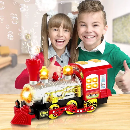 Miniatura 2 de ArtCreativity Máquina de burbujas de juguete de tren de Navidad para niños, soplador de burbujas, tren de música de burbujas para niños con luces