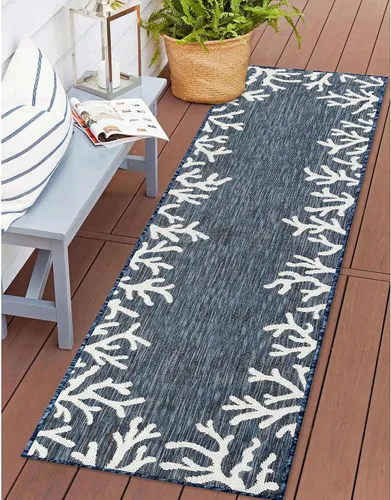 Miniatura 22 de Liora Manne Carmel - Alfombra decorativa de mezcla sintética para interiores y exteriores, de bajo perfil, contemporánea, decoración de peces Agua