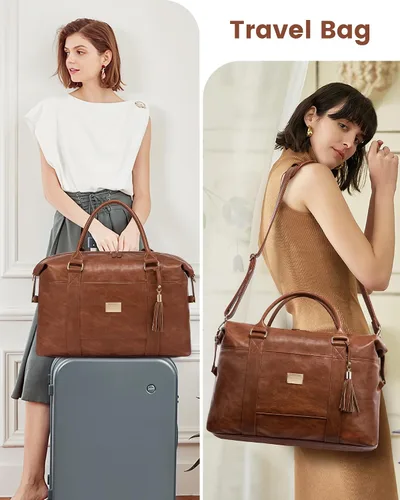 Miniatura 6 de Bolsa de viaje acolchada Weekender Bag para mujer, Marrón, Vintage