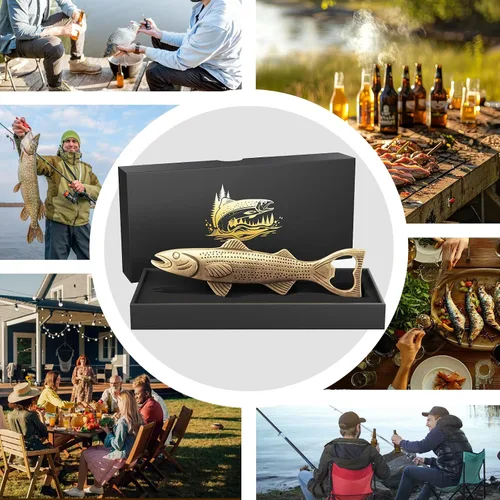 Miniatura 6 de Regalos únicos de cerveza de pescado para hombres, abrebotellas vintage, regalo de pesca para el Día del Padre, cumpleaños y Navidad, regalo de San