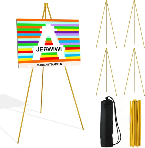 Miniatura 9 de JEAWIWI Caballete negro de 3 piezas para soporte de letrero de boda, caballete de arte ligero ajustable de 66 pulgadas para exhibición, letrero