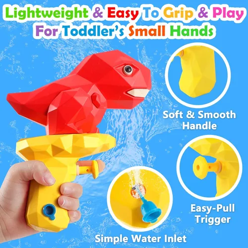 Miniatura 4 de Pistolas de agua de dinosaurio para niños, 5 unidades, pistolas de dino para piscina de agua al aire libre, juguetes para niños de 2 a 4 y 3 a 5
