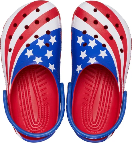 Miniatura 2 de Crocs Zuecos clásicos unisex con la bandera estadounidense para niños (bebé/niño pequeño/niño grande)
