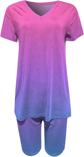 Miniatura 6 de Tthxqing Conjunto de 2 piezas para mujer, conjunto de sudadera de verano para correr, de manga corta, pantalones casuales, mallas