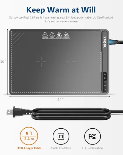 Miniatura 5 de Tapete de calentamiento para alimentos - Bandeja eléctrica de calentamiento de alimentos (24 x 16 pulgadas), calentamiento rápido de superficie