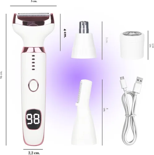 Miniatura 5 de Wet & Dry - Maquinilla de afeitar eléctrica para mujeres y hombres, afeitadora eléctrica recargable 4 en 1 con pantalla LED y removedor de vello