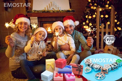 Miniatura 6 de EMOSTAR Abalorio familiar de plata de ley con forma de corazón para pulseras