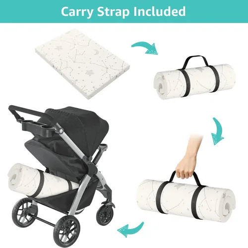 Miniatura 7 de YENING Colchón de bambú Pack and Play, transpirable, 38 x 26 pulgadas, impermeable, colchón de bebé para Pack N Play, cubrecolchón impermeable