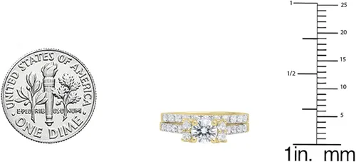 Miniatura 4 de Dazzlingrock Collection - Anillo de compromiso de 3 quilates (oro de 10 quilates, 3 piedras, circonita cúbica, 3 quilates)