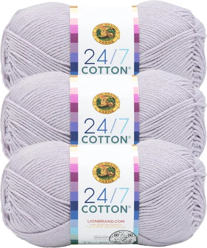Miniatura 137 de Lion Brand Yarn, Hilo ligero mercerizado de algodón 24/7 para tejer, ganchillo y manualidades, Almirante, 1 paquete, 185 yardas de fibra natural