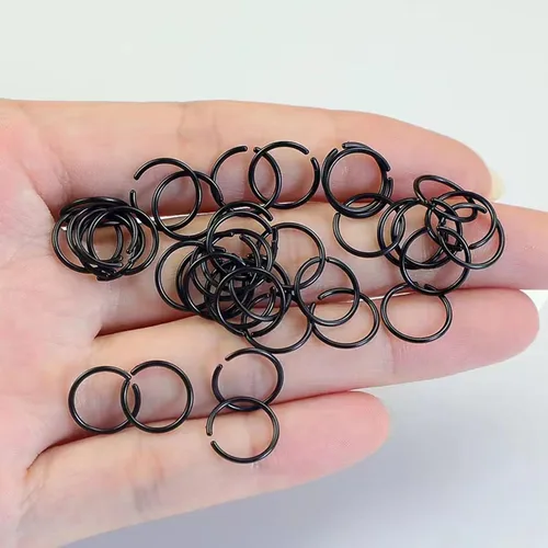 Miniatura 6 de 60 retenedores de plástico antialérgicos de calibre 20, aros de nariz unisex, transparentes, negros, para orejas sensibles y piel