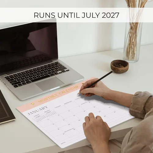 Miniatura 4 de Calendario de escritorio estético 2026-2027, desde enero de 2026 hasta julio de 2027, calendario minimalista de escritorio de oficina o pared de Rosa