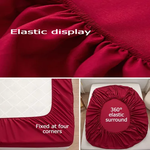 Miniatura 4 de Bedding Sábana bajera ajustable de tamaño Queen, sábana bajera para colchón de 15 pulgadas de profundidad, suave y microfibra, resistente al Rojo