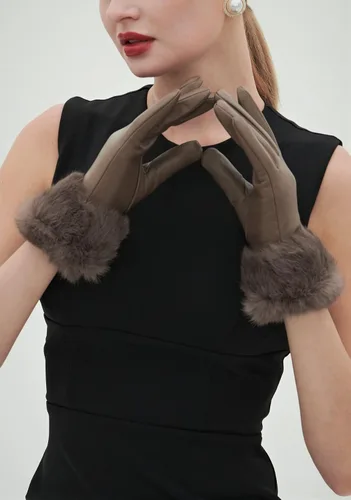 Miniatura 3 de YISEVEN Guantes de piel de cordero con pantalla táctil para mujer