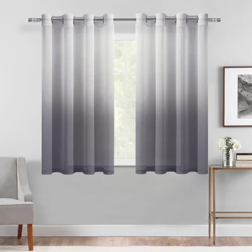Miniatura 29 de DWCN Cortinas Transparentes Ombré - Cortinas de Lino Sintético con Gradiente Semi Voile con Ojales en la Parte Superior para Dormitorio y Sala