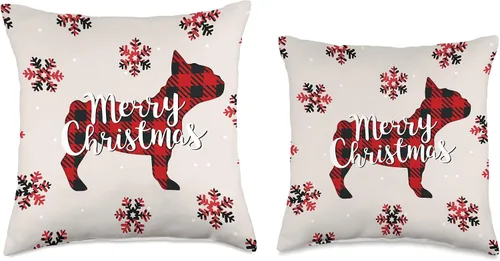 Miniatura 3 de Cojín de regalo de Navidad con diseño de Bulldog Francés Frenchie para perro, mamá, papá, adorno de Navidad, 16.0 x 16.0 in, multicolor