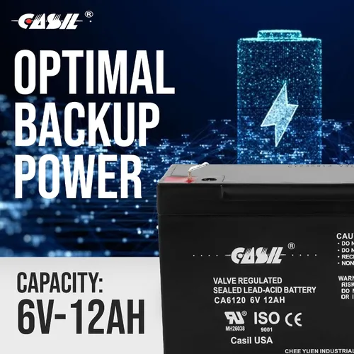 Miniatura 3 de Casil Batería de luz de emergencia 6v 12ah CA6120 selló plomo ácido AGM con terminal F2 para batería de luz de emergencia 6v