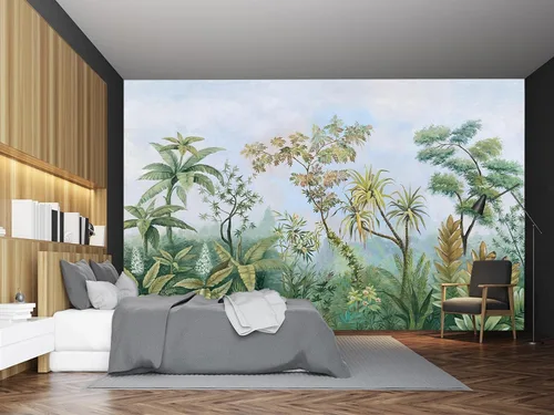 Miniatura 11 de Mural de pared de picos de montaña y bosque para dormitorio, sala de estar, papel tapiz para decoración 158" x 110" (no autoadhesivo)