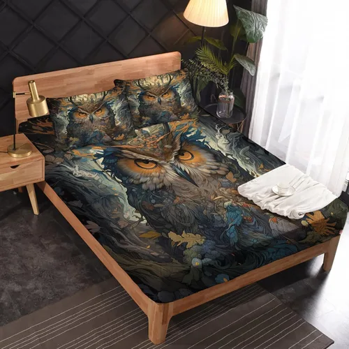 Miniatura 25 de Juego de sábanas de tamaño King, sábanas de conejo, sábanas de microfibra y fundas de almohada de 4 piezas, juego de sábanas con estampado colorido