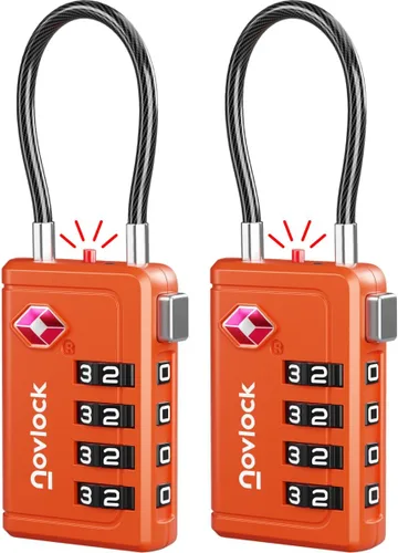 Miniatura 15 de Cerradura de equipaje aprobada por la TSA Indicador de inspección, combinación de 4 dígitos, aleación de zinc duradera para maletas, mochilas