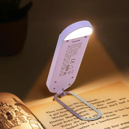 Miniatura 2 de Akomid Luz recargable USB para leer en la cama, 8 LED estilo marcador con clip, modo de luz ámbar cuidado de los ojos para niños, bloqueo de luz