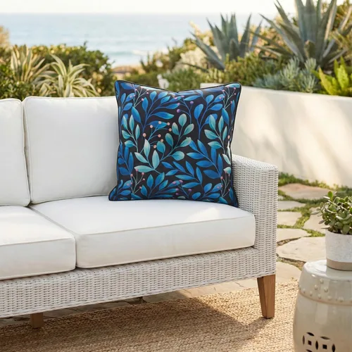Miniatura 12 de Fab Habitat Almohadas para interiores y exteriores hechas de hilo de poliéster reciclado, resistente a las manchas, lavable a máquina, inserto Ondas