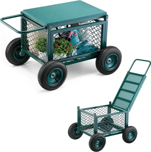 Miniatura 11 de VEVOR - Carro de jardín con asiento de trabajo rodante con ruedas, taburete de jardinería para plantación, asiento giratorio de 360 grados, vagón