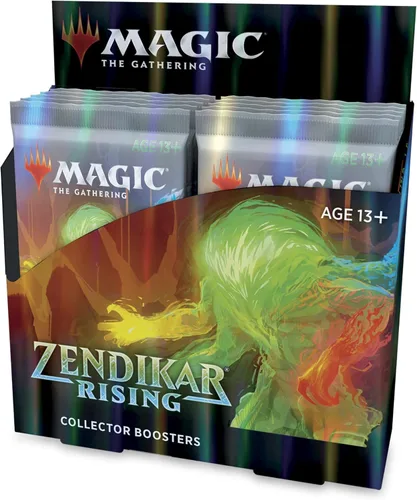 Magic: The Gathering Zendikar Rising - Caja de refuerzo para coleccionista, 12 paquetes (180 tarjetas) + 2 adornos de caja, más de 132 láminas, 48