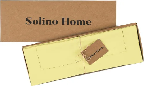 Miniatura 3 de Solino Home - Juego de 4 manteles individuales de lino amarillo, 14 x 19 pulgadas, manteles individuales de algodón y lino con punto de dobladillo