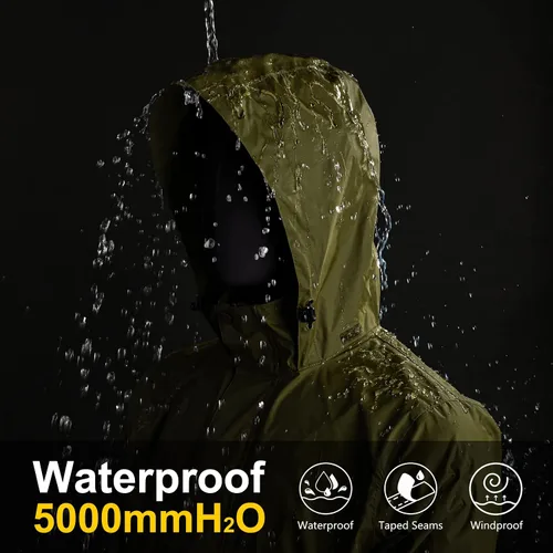 Miniatura 50 de 33,000ft - Chaqueta de lluvia impermeable y plegable para hombre, ligera, con capucha, cortavientos ideal para golf o ciclismo