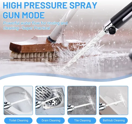 Miniatura 7 de Cabezal de ducha filtrado con mano, flujo de agua de alta presión y 4 modos de pulverización, lavado a presión para agua dura, juego de cabezal