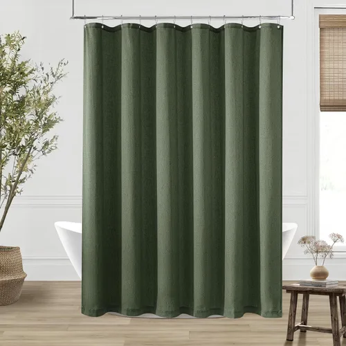 Miniatura 22 de Cortina de ducha de lino de avena 36x72 para cabina de ducha, cortinas neutras grisáceas beige de lino para baño, decoración bohemia de baño