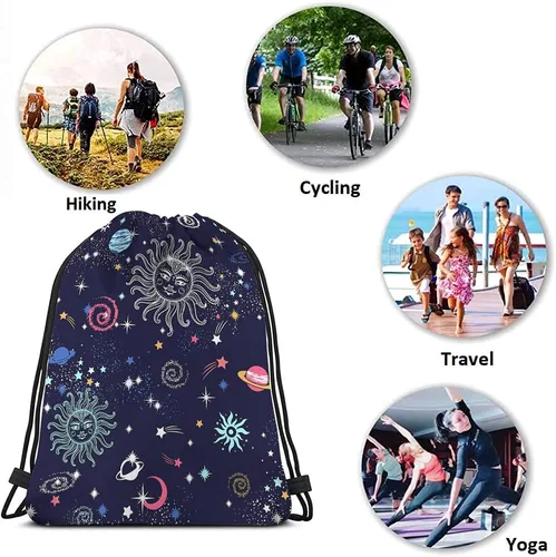 Miniatura 7 de Beabes Bohemia Retro Rayas Cordón Bolsas Mochila Gimnasio Bolsa con Cordón, Multi-a111, Mochilas de viaje
