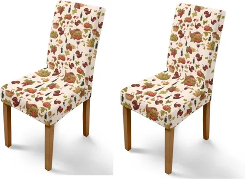 Miniatura 60 de Rnyleeg Thanksgiving Chair Covers for Living Room No Arms Turkey Pumpkin Stretch Dining Chair Covers Set of 6 Soft Washable Kitchen Chair Protector