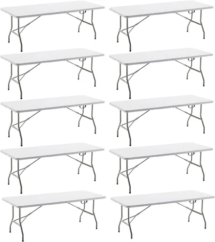 Miniatura 31 de BTEXPERT Juego de 2, mesa plegable de utilidad de 4 pies, ligera, altura ajustable, portátil, con asa de transporte, para interiores y exteriores