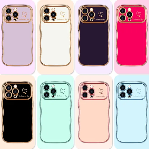 Miniatura 8 de LCHULLE Funda para iPhone 12 Pro para mujeres y niñas, lindo marco ondulado con forma rizada con patrón de corazón de amor, cubierta de protección