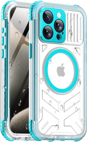 Miniatura 20 de Funda impermeable para iPhone 15 con Magsafe, protector de pantalla, cordón, IP68 militar de cuerpo completo a prueba de golpes, para deportes