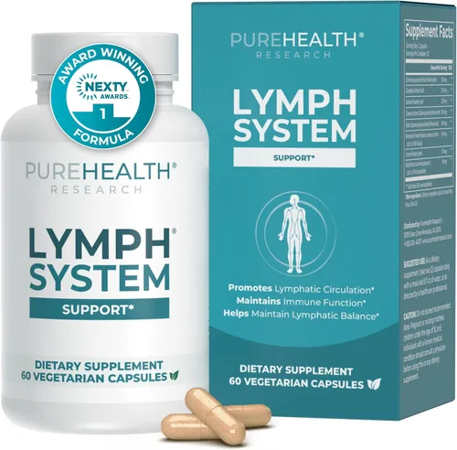 PUREHEALTH RESEARCH Soporte del sistema linfático - Suplemento de drenaje linfático para mujeres y hombres - Bromelina, equinácea, diente de león,