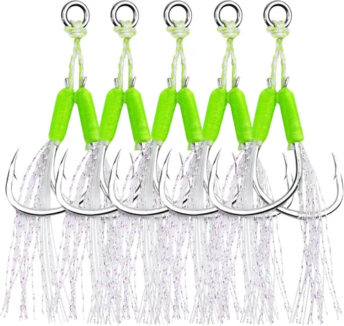 Goture Kit de ganchos de asistencia de pesca dobles, gancho de asistencia de plantilla, gancho de brillo lento, rápido otoño, anzuelo de pesca para