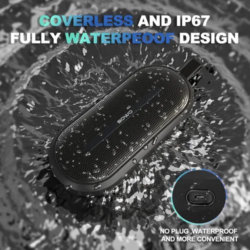 Miniatura 3 de SOWO Altavoz inalámbrico portátil con Bluetooth, graves inmersivos mejorados, tecnología Partyboom, sonido estéreo claro de 40 W, IP67 impermeable