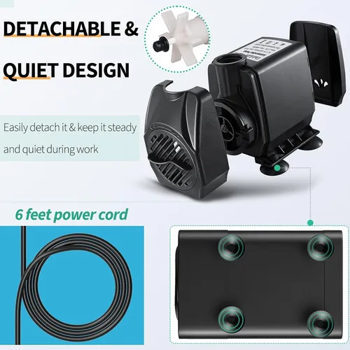 Miniatura 5 de Bomba de agua sumergible Uniclife 80 400 GPH para acuarios o fuentes exteriores o interiores con cable de alimentación de 6'UL.