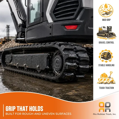 Miniatura 4 de Rio Rubber Track - 2 orugas de goma de 180 x 72 x 37 pulgadas para excavadora compatibles con Katvo KV16, AGT MX-MRT14 - Accesorios de excavadora