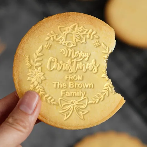 Miniatura 2 de Cortadores de galletas de Navidad personalizados 2023 con sello de galletas de Feliz Navidad para hornear, cortadores de galletas de azúcar
